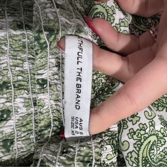 Faithfull The Brand Le Galet Midi Dress Sable Paisley Green Smocked Square Neck - Picture 10 of 10